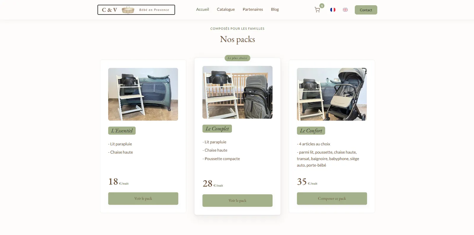 Site web C&V Bébé en Provence, Location